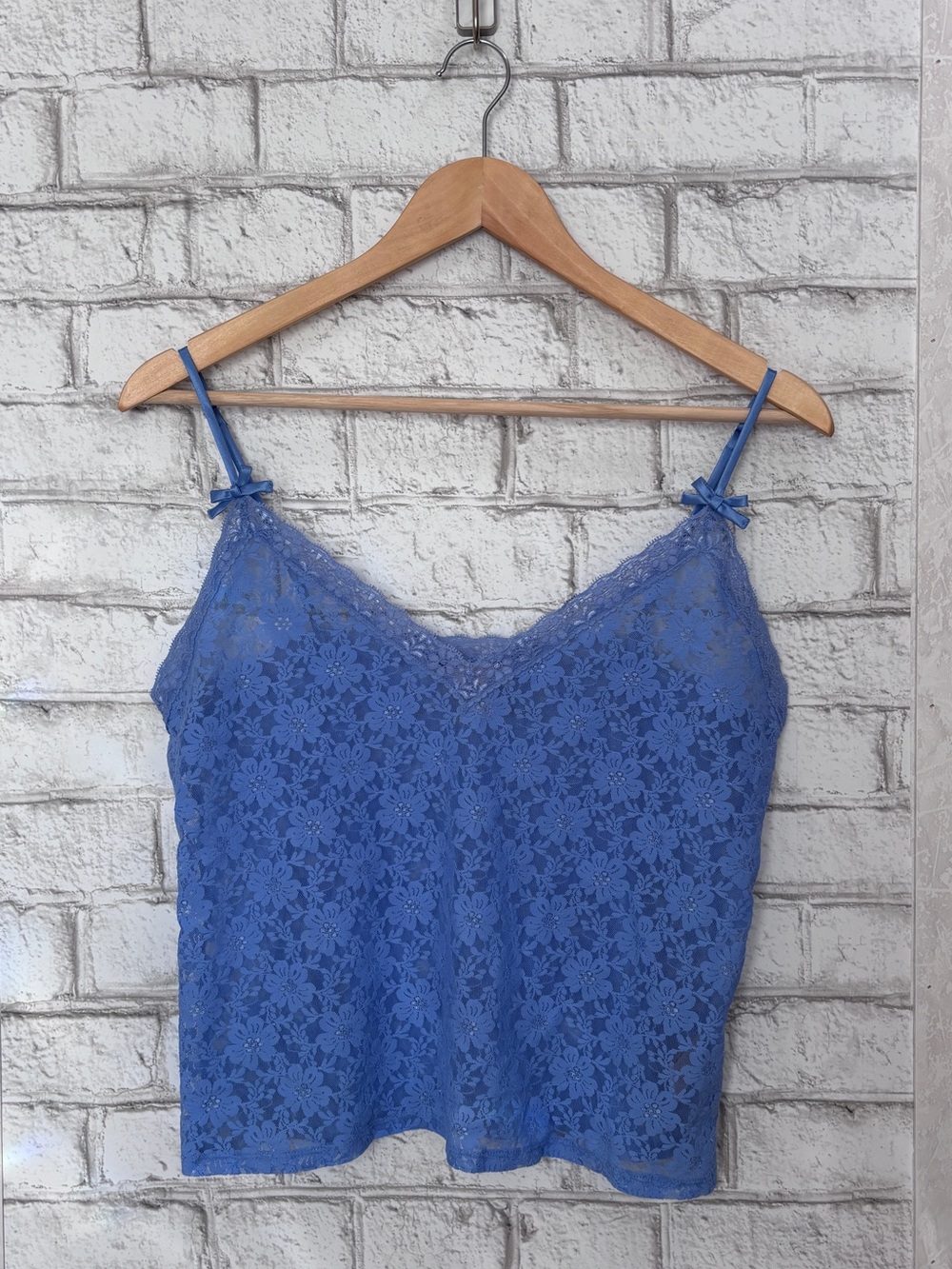 Light Blue Floral Lace Camisole with Adjustable Straps